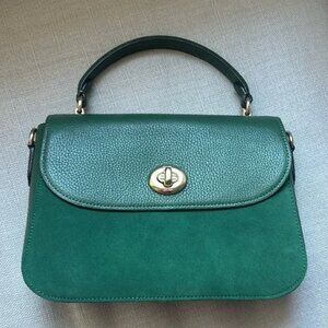 COACH Marlie Top Handle Mini-Satchel Kelly Green Leather Suede w Strap Used